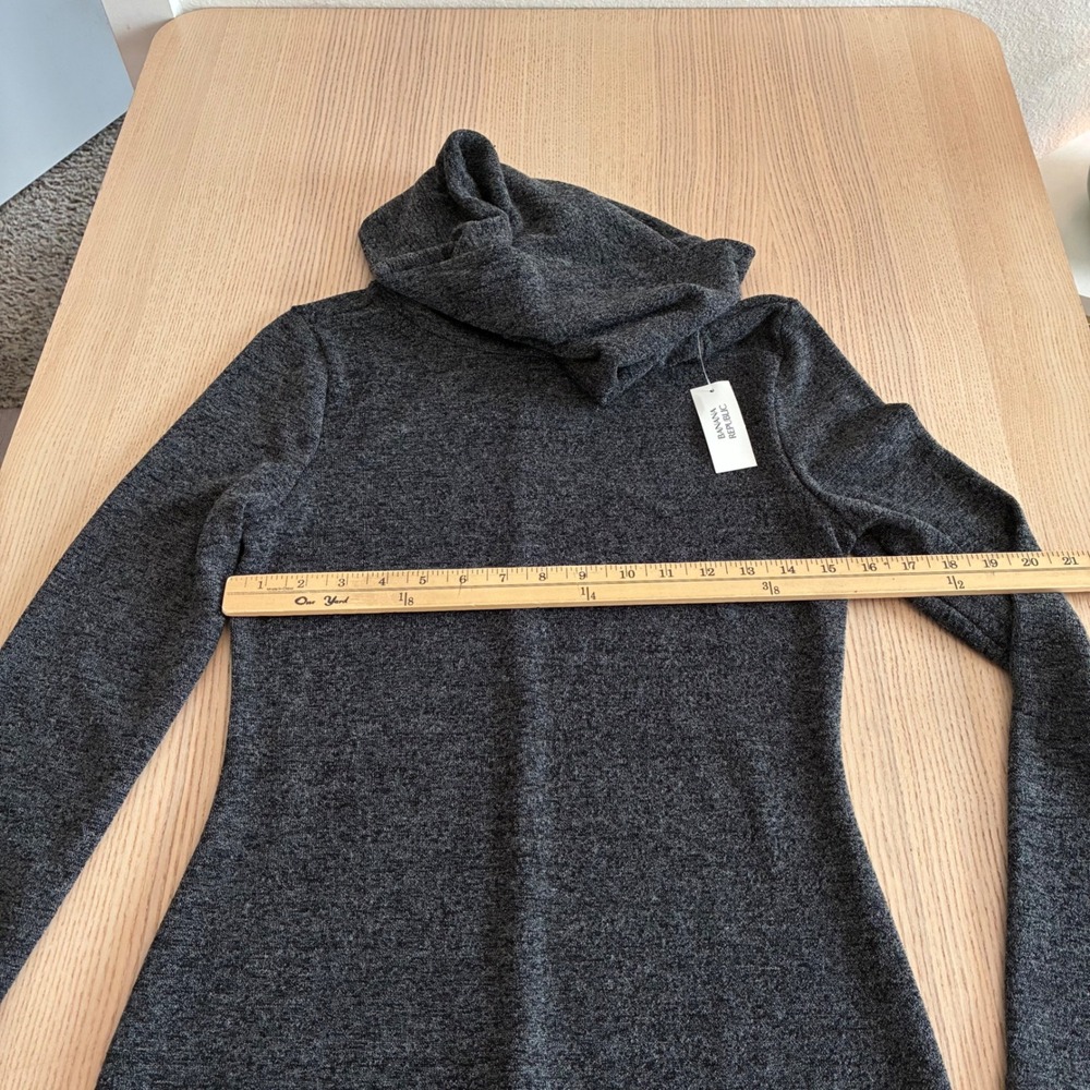 Banana Republic NWT Sweater Dress Womens XS Gray Cowl Neck Long Sleeve Knit Mini - Picture 7 of 9